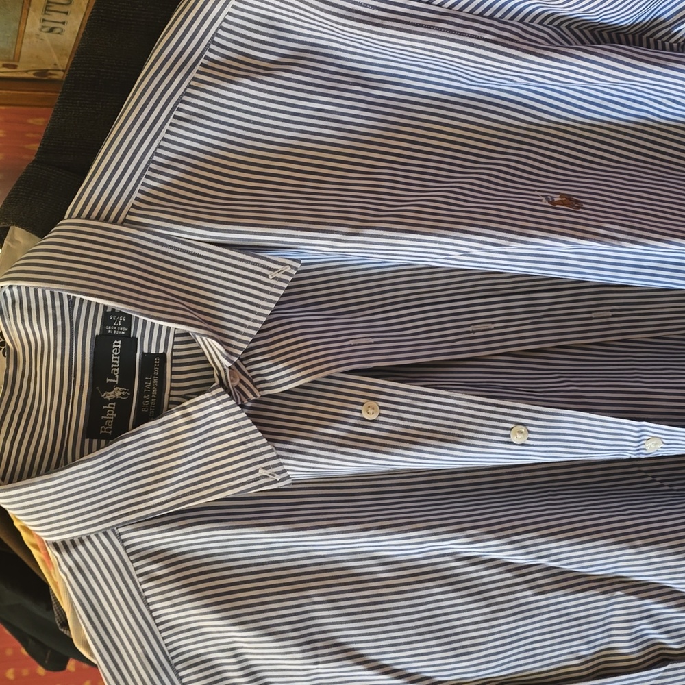 Ralph Lauren Blue and White Striped Shirt